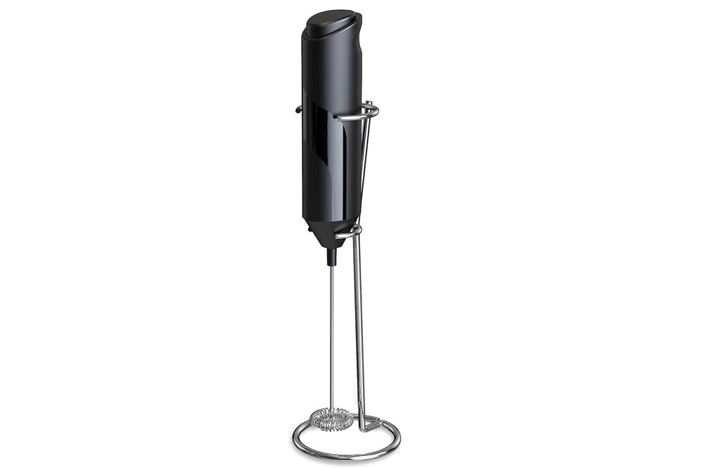 Electric Milk Frother Handheld with Stainless Steel Stand